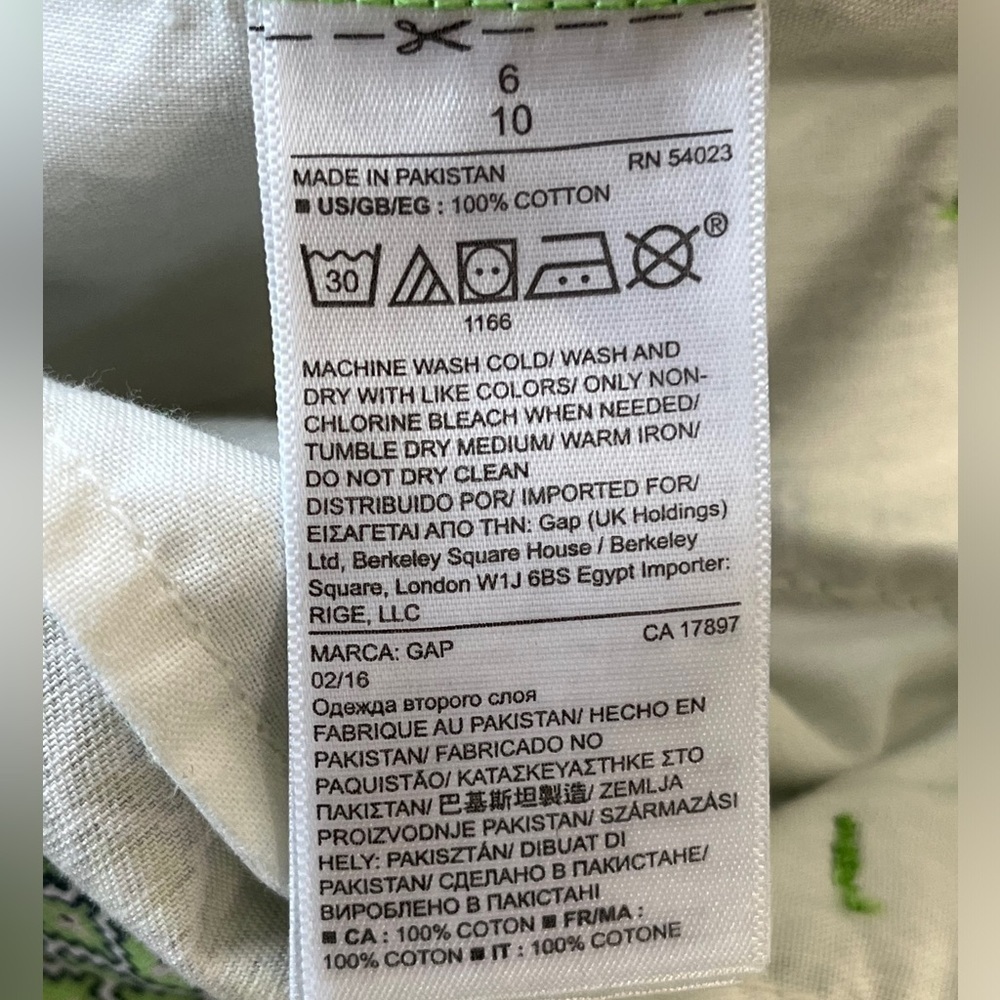Gap low rise low rise geometric green shorts, casual spring summer cotton size 6 - Picture 3 of 10